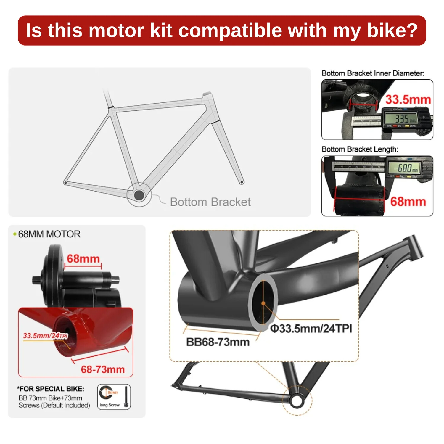 Bafang BBSHD 48V1000W 68mm Mid Drive Motor DIY Ebike Conversion Kit