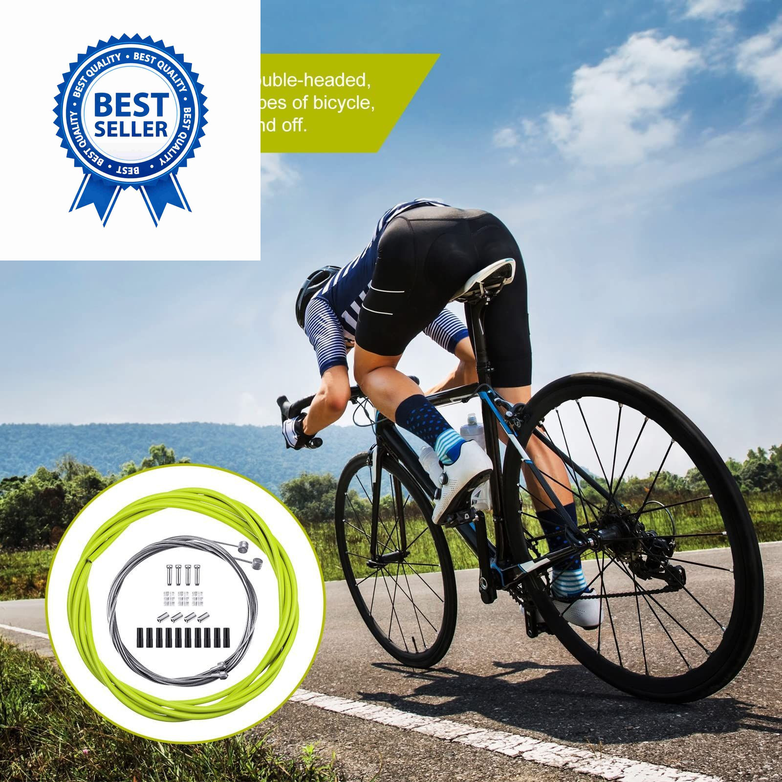 Boao Universal Bike Brake Cable Kit 4 millimeters, 5 Green