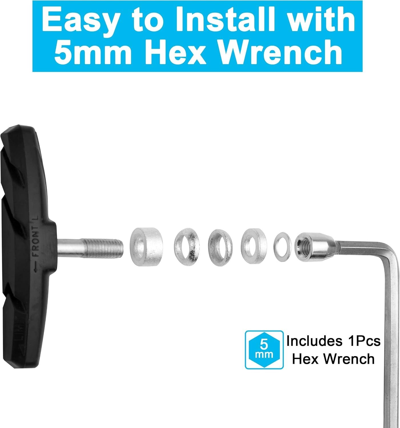 Universal 70mm V-Brake Blocks with Shims & Nuts – No Noise, Extra Durability