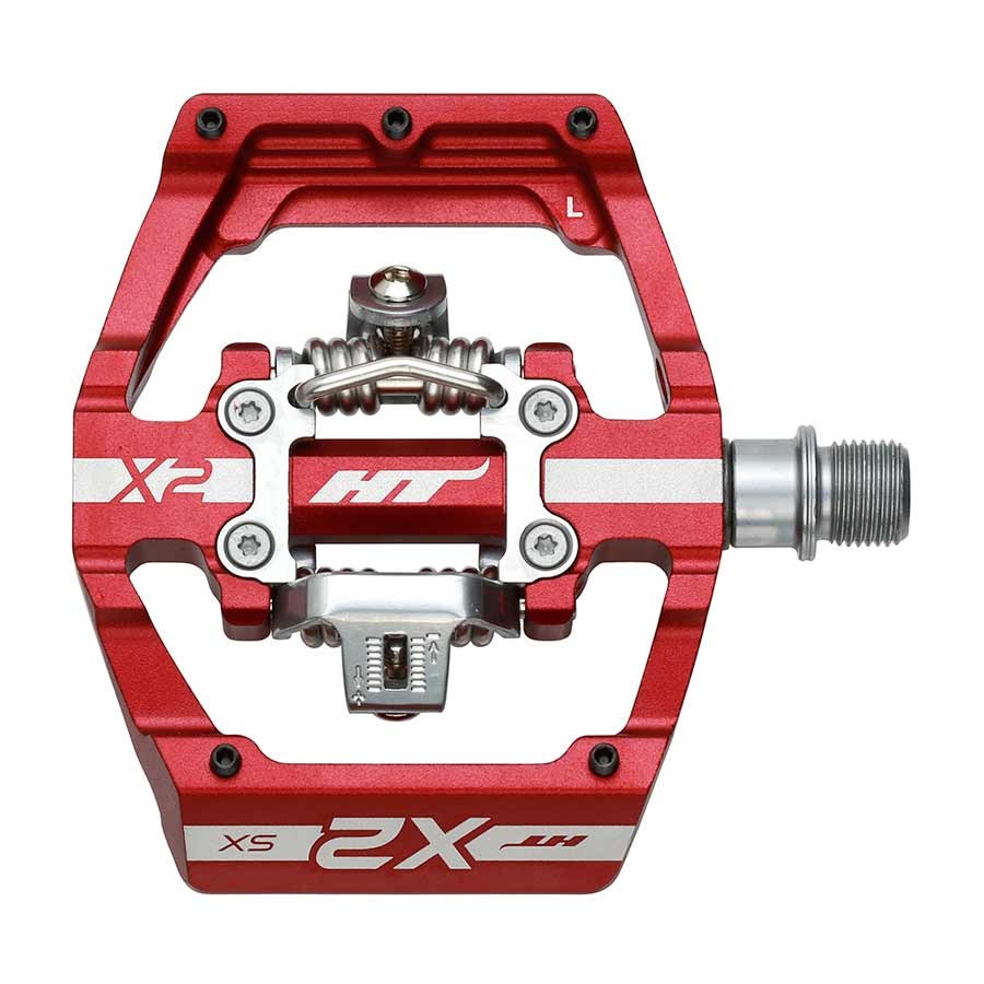 HT Components, X2-SX, BMX-SX, Pedals, Body: Aluminum, Spindle: Cr-Mo, 9/16» Red