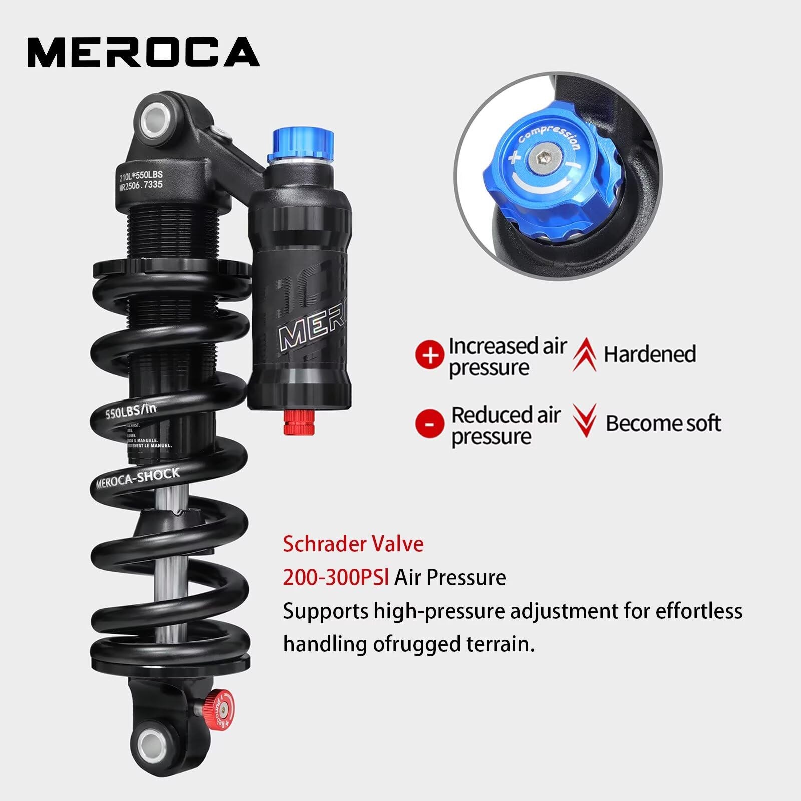 Meroca Adjustable Air Spring Coil Over Shock Absorber For Mountain Bikes