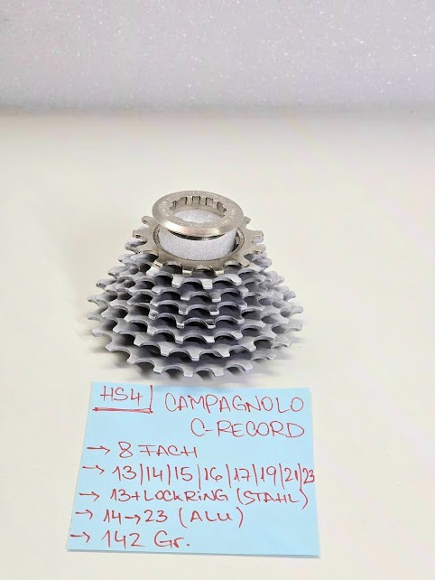 Campagnolo C-RECORD Cassette 8 Speed Aluminium 13-23T, 142gr Road Bike