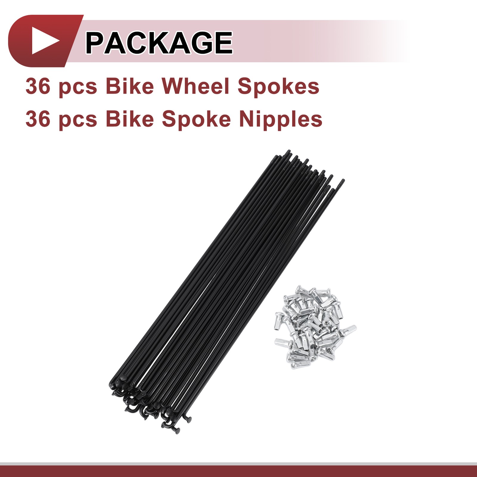 36 Set 12G Bicycle Spokes 231mm Bike Wheel Spokes 45 Steel Black