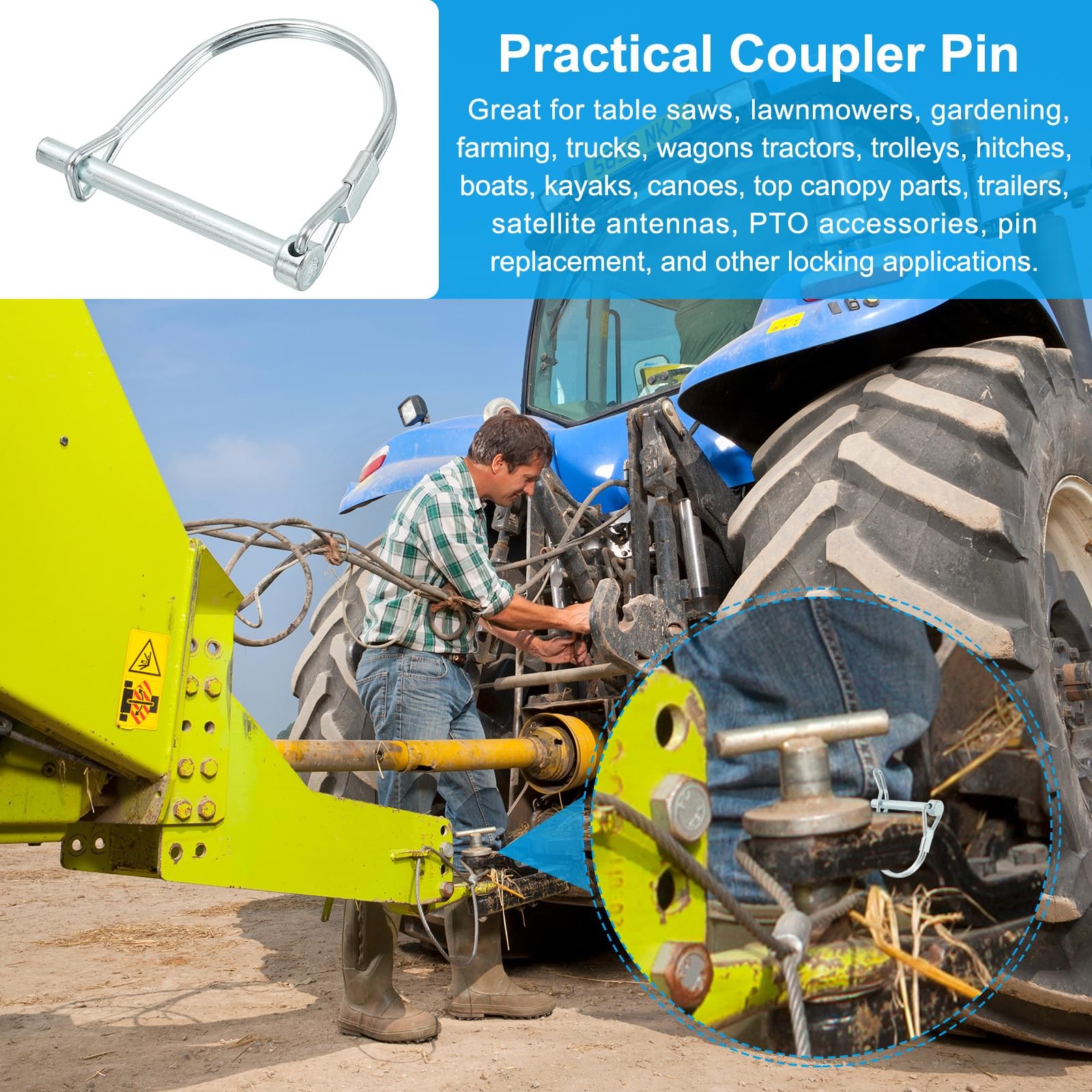 PATIKIL Trailer Coupler Pin 3/16×1-5/8×1.38″(D*L*IW), silver