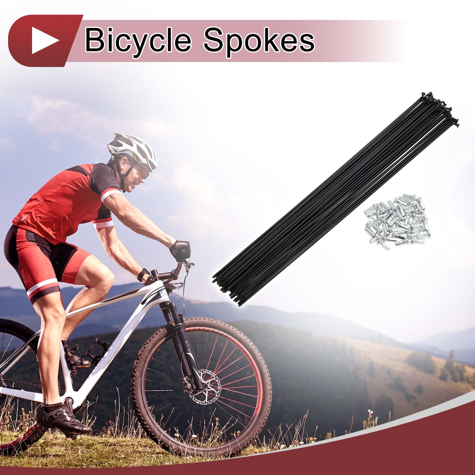 38 Set 14G Bicycle Spoke 275mm Bike Wheel Spoke Carbon Steel Black