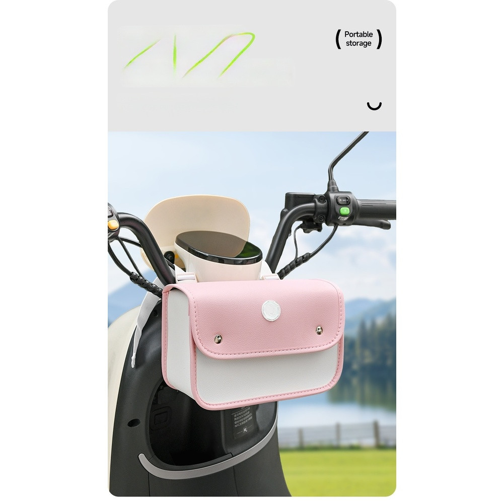 Waterproof Bike Handlebar Pouch 9.65 x 4.33 x 6.69 in Leather Design for E-Bike