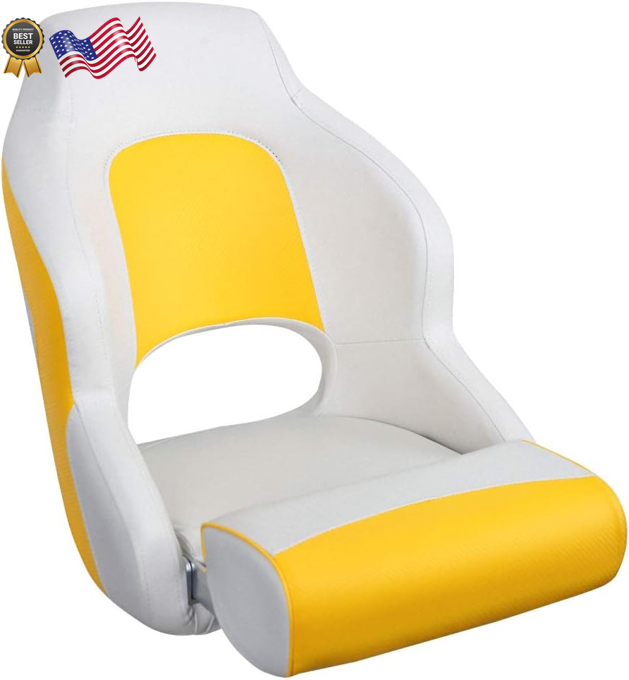 MSC Captain Boat Seat (White/Yellow) FREE SHIPPING USA ONLY