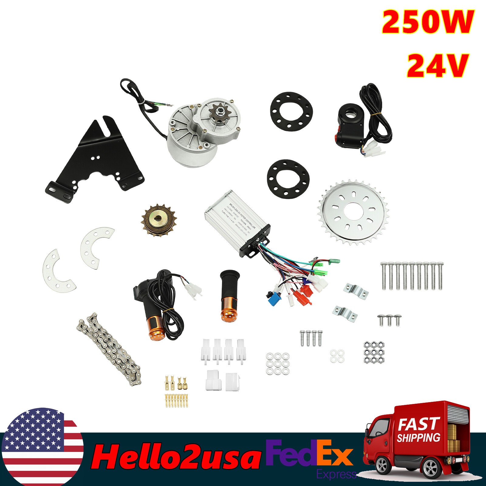 250W 24V Electric Bicycle Brushless?Motor Kit Digital E-Bike Conversion Set