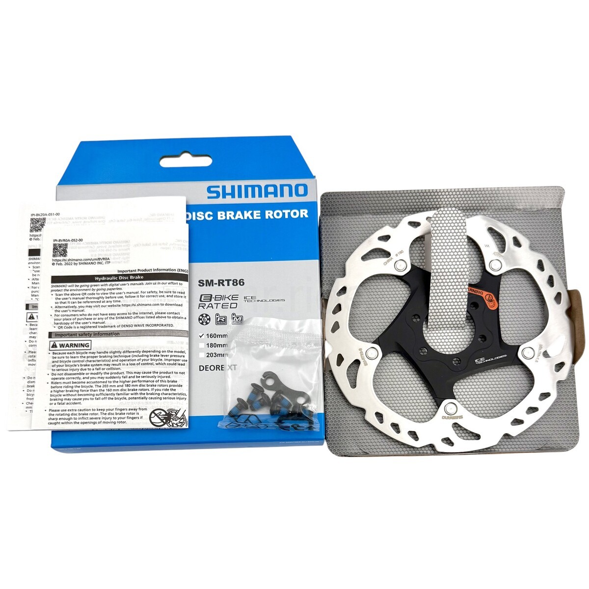 SHIMANO SM-RT86 XT IceTech Mountain Bike Disc Brake Rotor 160mm 6-Bolt RT86S