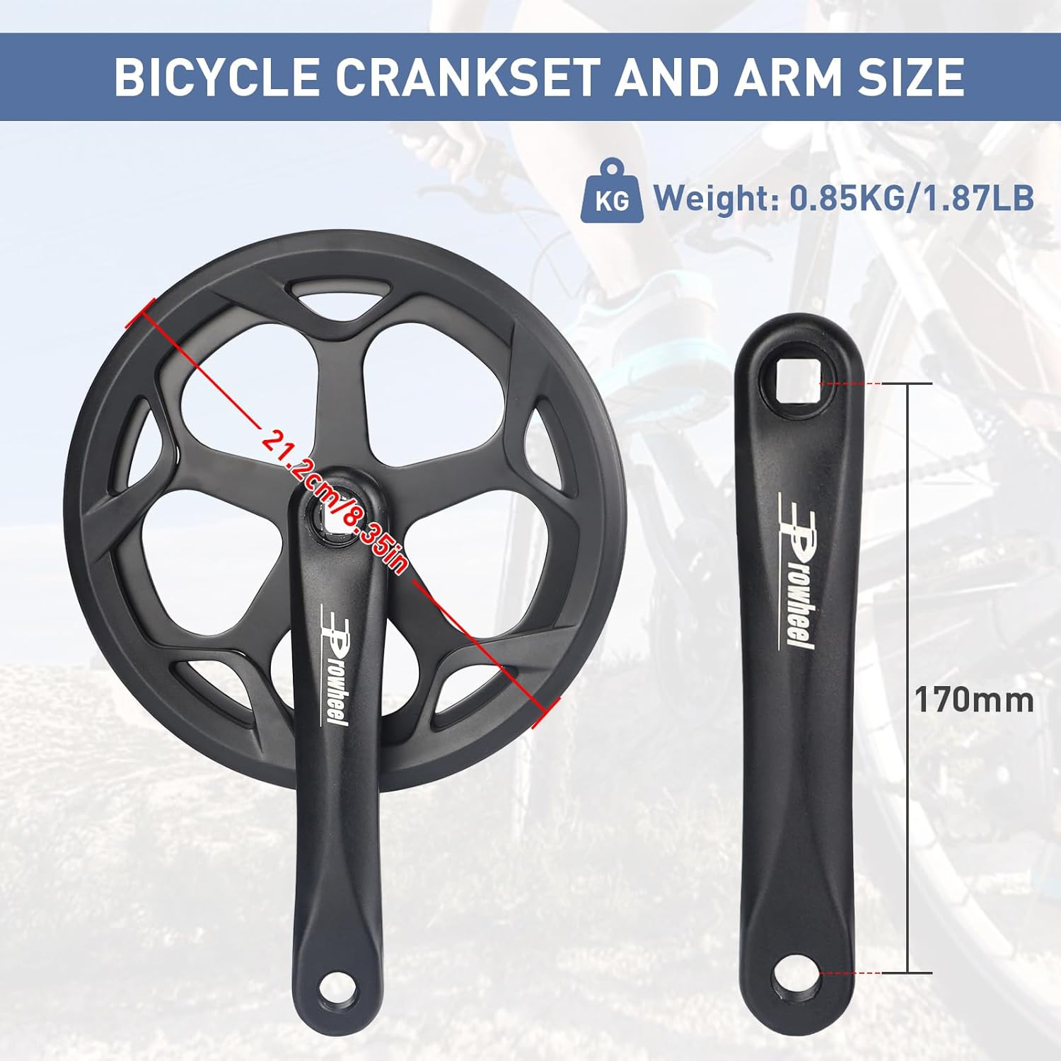 Prowheel E Bike/ Bike Crankset 1 Piece/Single 46T/ 48T/ 52T Steel Chainring with