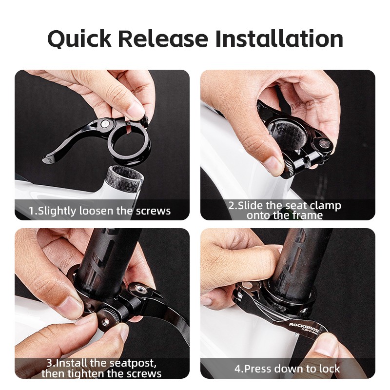 ROCKBROS Bike Seatpost Clamp MTB Quick Release Seat Post Collar 31.8/34.9mm