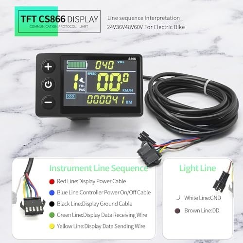 Ebike Brushless Controller 40A Sine Wave Color LCD Display S866 36V 48V 52V for