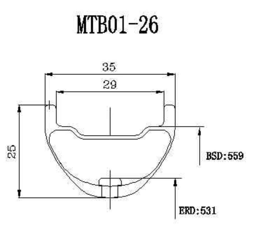 26 Inch Mtb Bicycle Carbon Rim 26er Width 35mm Depth 25mm Clincher Hookless