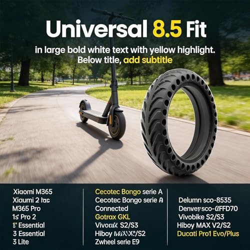 8.5″ Solid Electric Scooter Tire, Honeycomb Shock-Absorbing Replacement 2PS