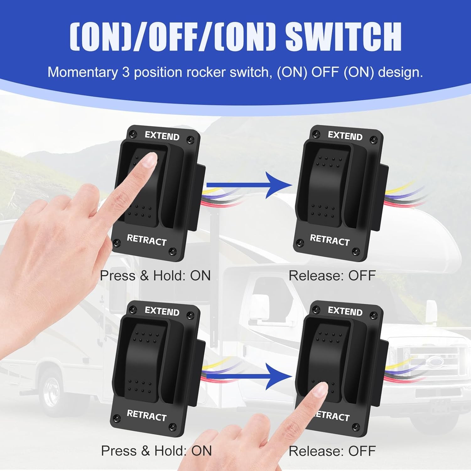 387874 RV Electric Stabilizer Switch for Lippert Trailer Components Power RV Sta