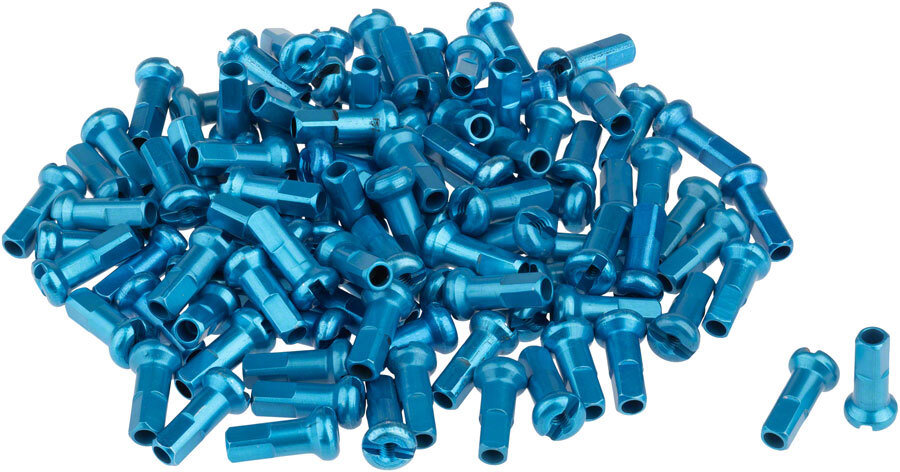 DT Swiss Standard Spoke Nipples – Aluminum, 2.0 x 12mm, Turquoise, Box of 100