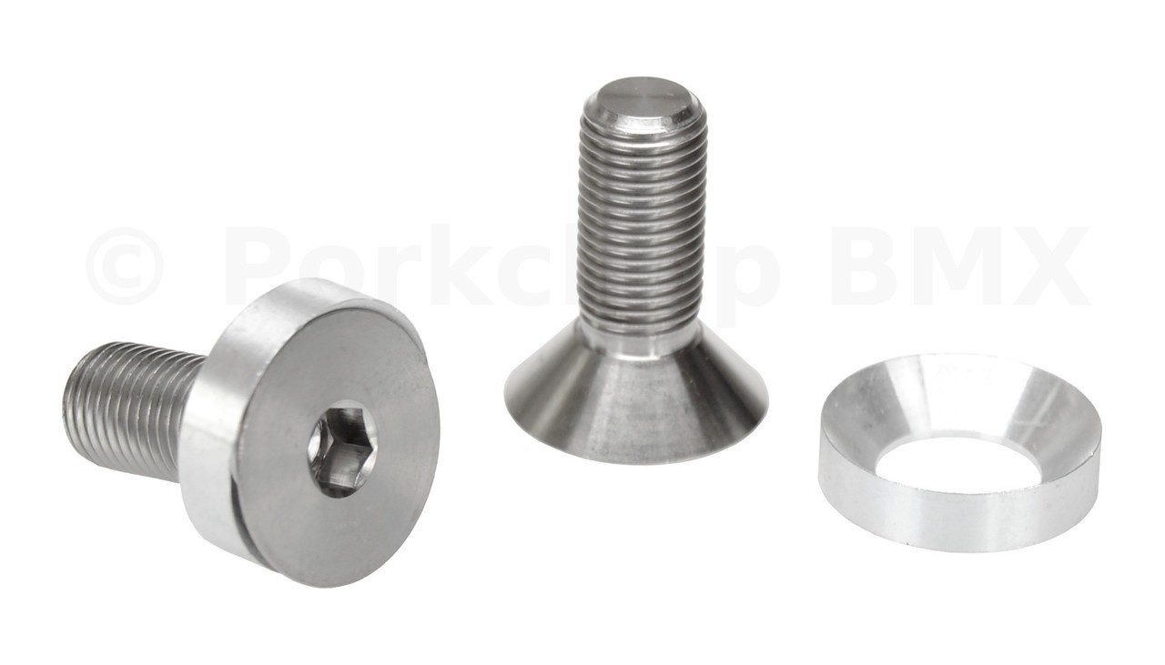 3/8″ X 24T bicycle BMX solid crank spindle bolts fits Profile (PAIR) – TITANIUM