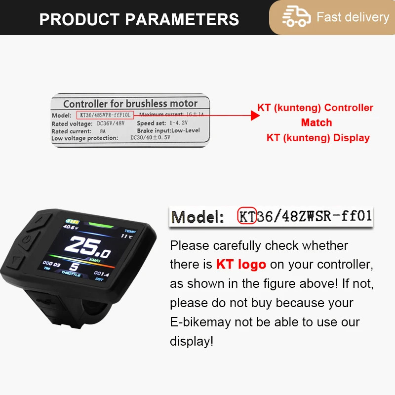 KUNTENG 35A 36-52V Sine Wave Controller 1000-1500W Brushless Motor KT Display