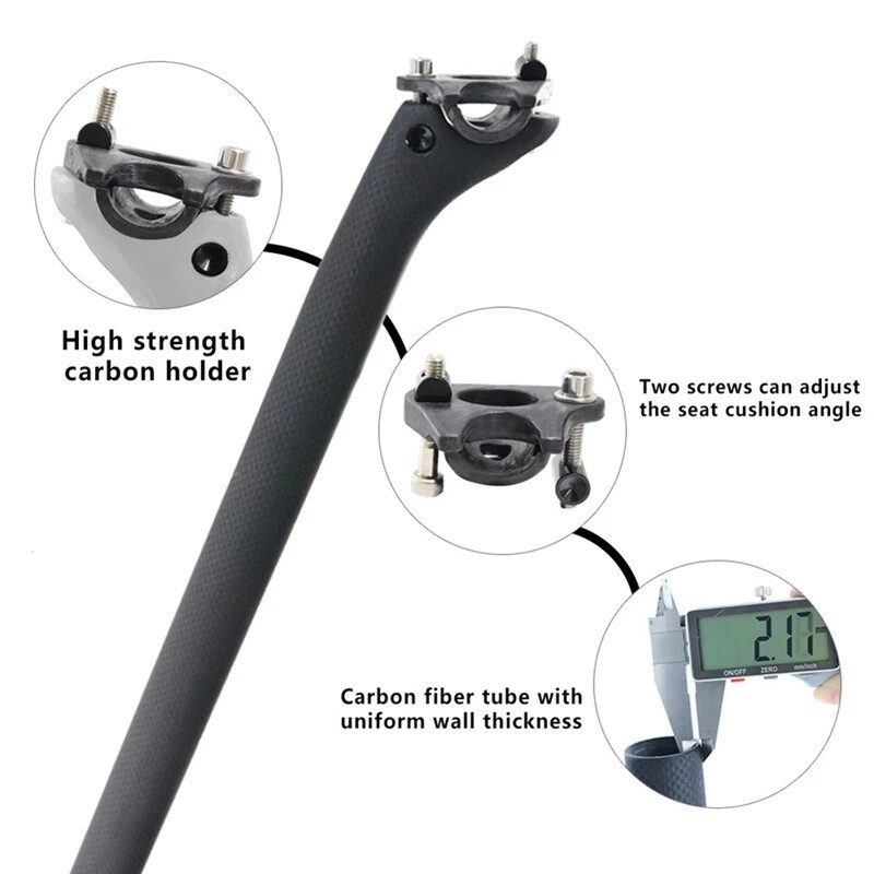 1 Set Carbon Fiber Bike Seatpost Clamp For Saddle Rails 7x9mm 7x7mm Clip US #