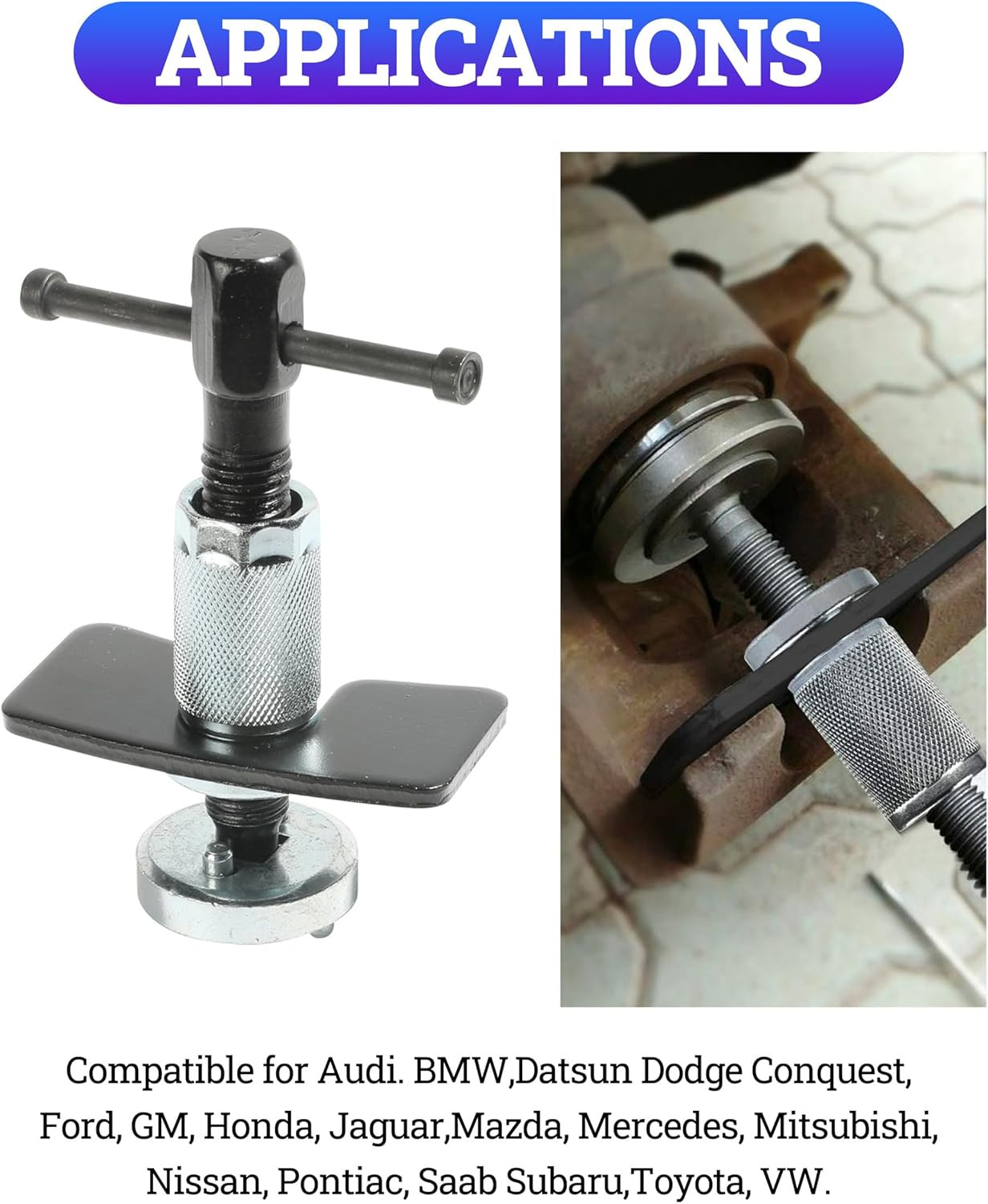 Brake Caliper Piston Rewind Tool for Most Cars–Compatible Replacement