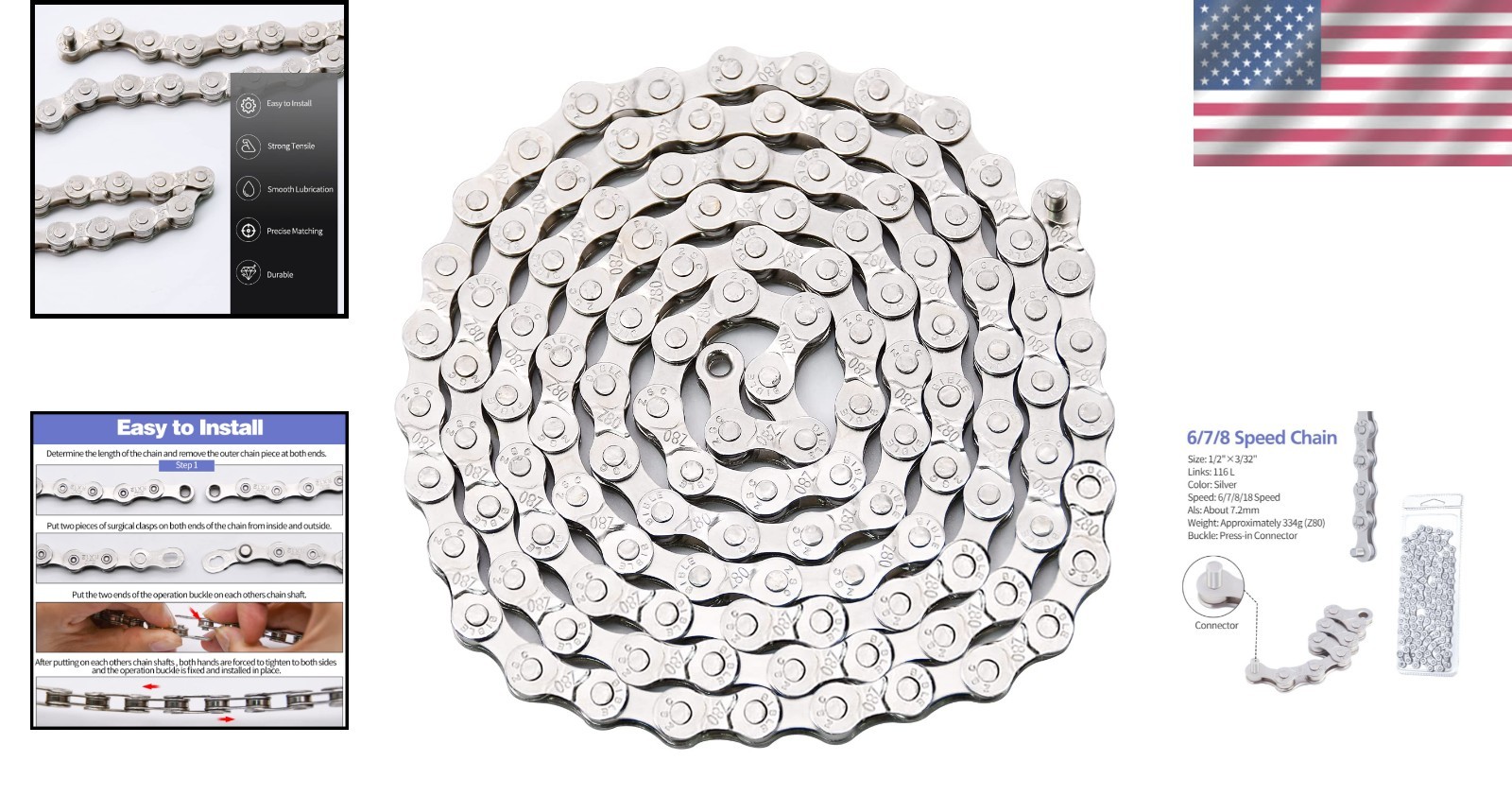 Alloy Steel 6/7/8 Speed Bike Chain – Durable, Lightweight, and Adjustable Length