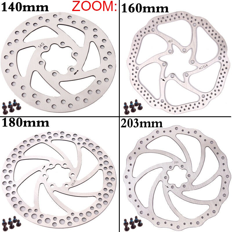fit Shimano SRAM Disc Brake Rotors 6 Bolt 140/160/180/203mm MTB/Road Bike Rotor