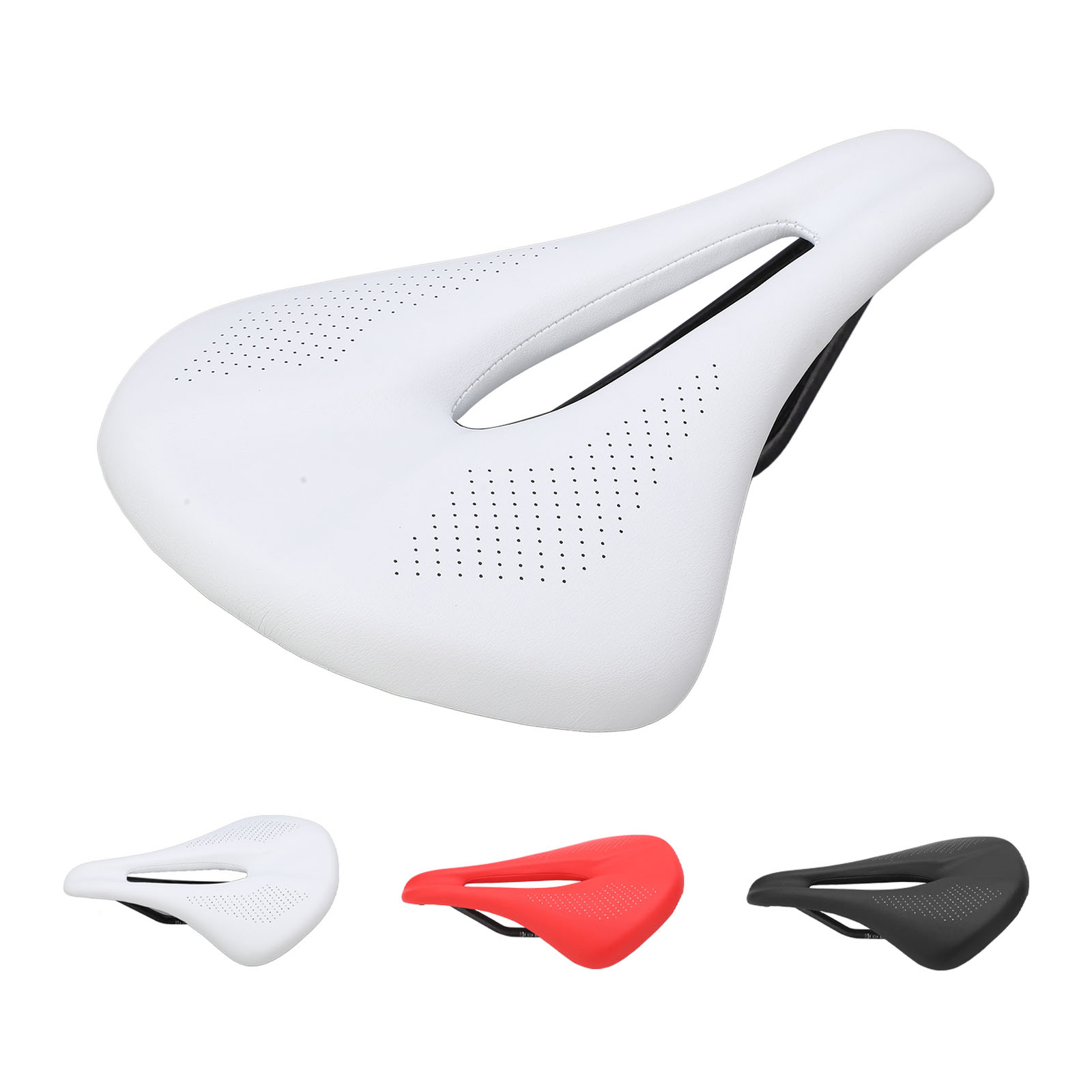 155mm Widen Carbon Fiber Leather Saddle Cushion Hollow Cycling Road NEW