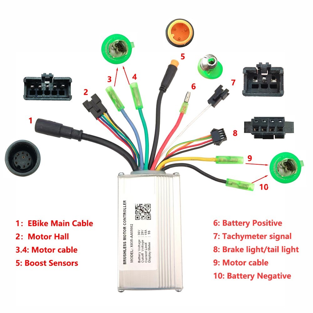 Brushless Motor Controller X035-AAM002 36V 15A Electric Bike Conversion Kit 5S