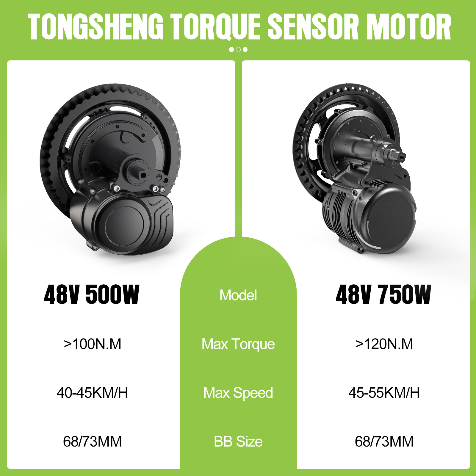 48V 500W/ 750W 68-73MM Mid Motor Kit DIY Electric Bike Conversion Torque Kits