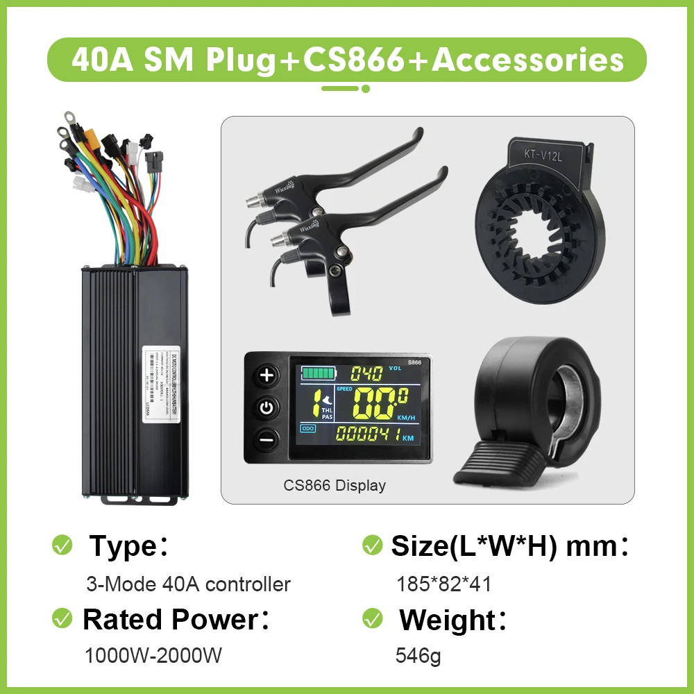Electric Bike 40A 36V/48V/52V Three Mode SineWave Controller with LCD Display