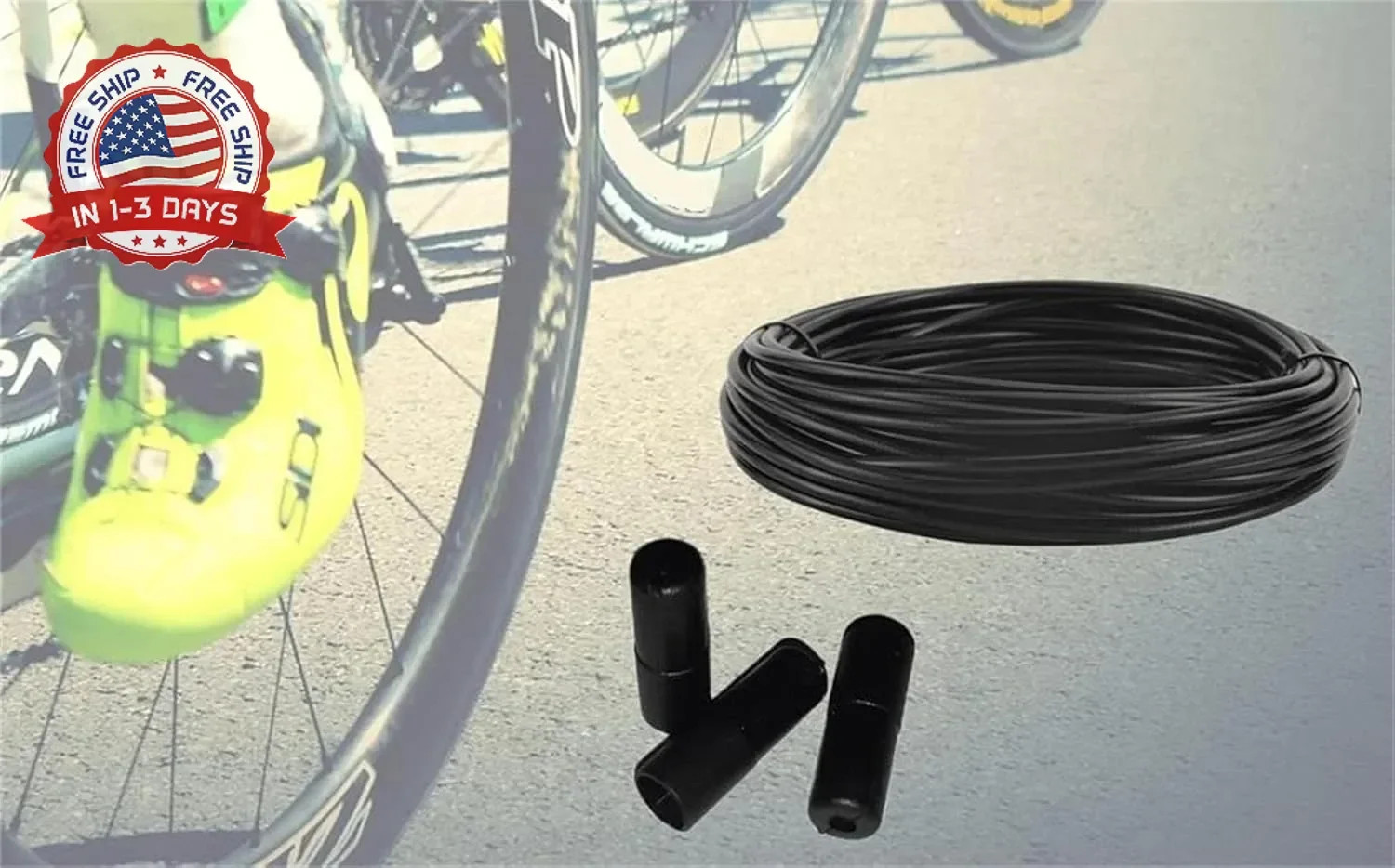 YaeMarine 5mm X 50ft Bicycle/Bike Lined Brake Cable Housing with 30Pcs Cable End