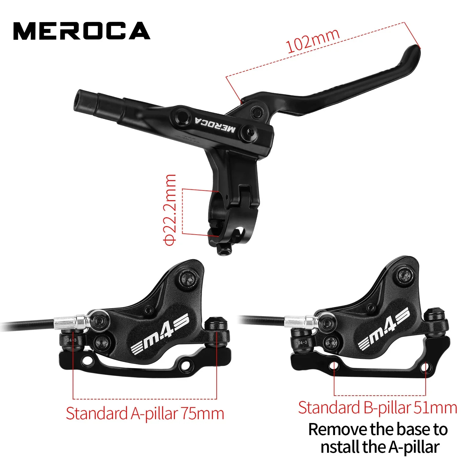 MTB 4-Piston Split Type Bilateral Hydraulic Brake Front 850mm Rear 1600mm Length