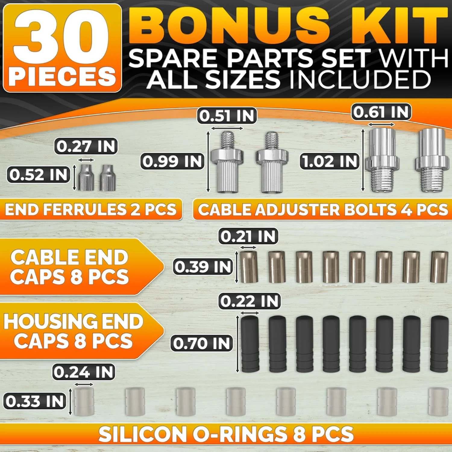 8 Pcs Bike Brake Cable Kit with Bike Shifter Cable – Stainless Steel Wire Set, C