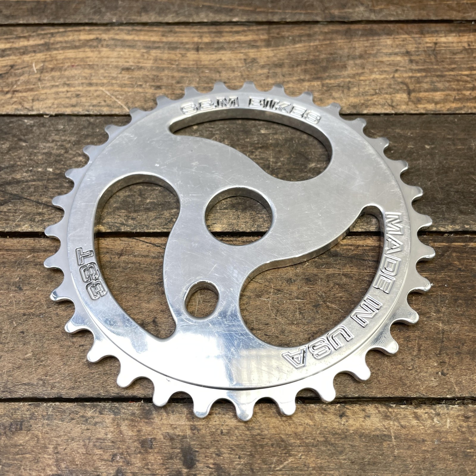 S&M Bikes BMX 33T Sprocket 33 Tooth Chainring Silver Fits Mid School Made In USA