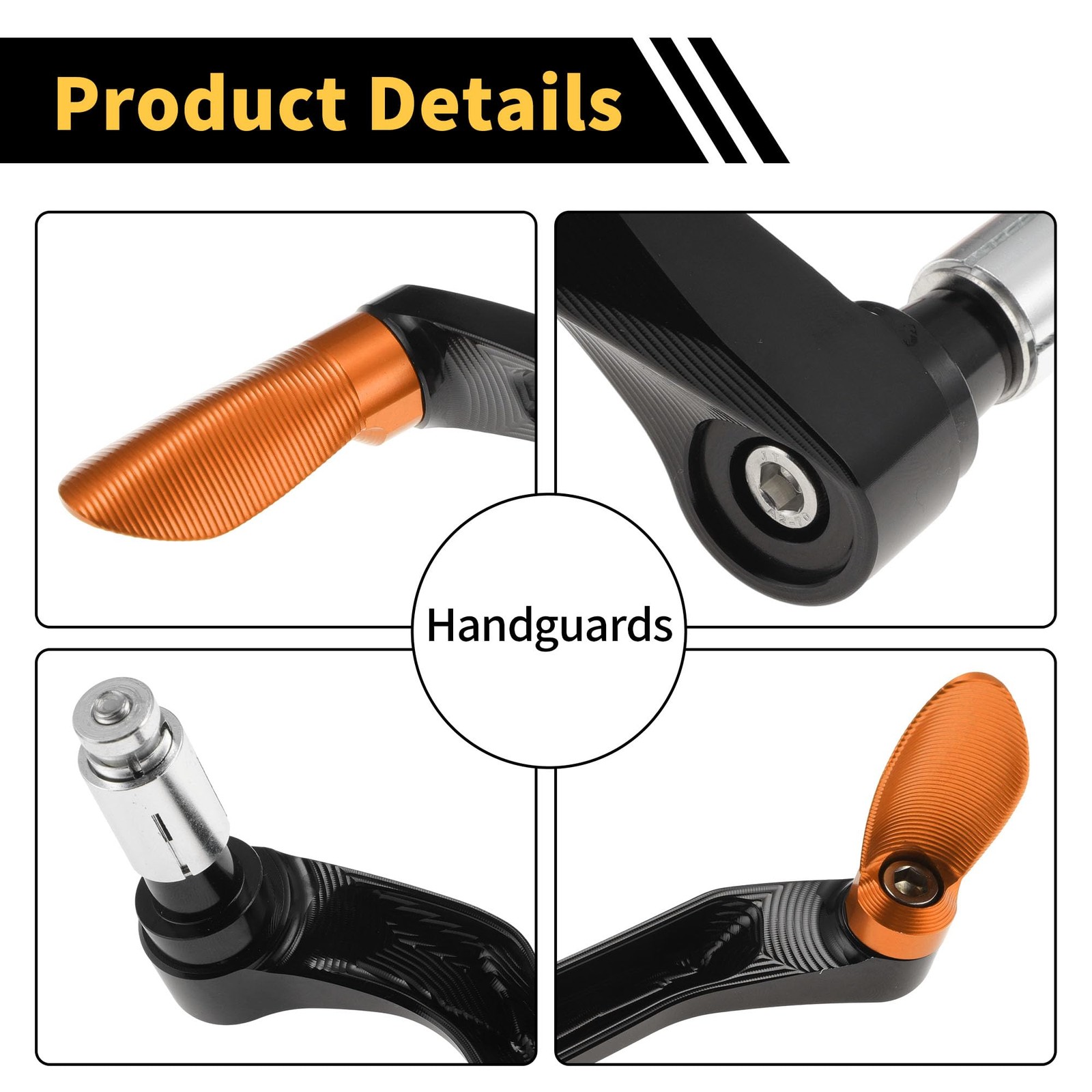 Universal CNC Aluminum Alloy Motorcycle Handguards-Heavy Duty Handle Orange 6″