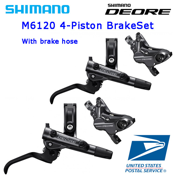 Shimano Deore BR-M6120 BL-M6100 4-Piston Hydraulic Disc Brake Set R+L