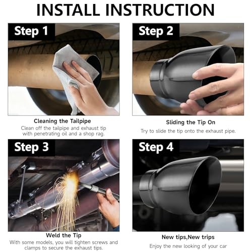 Black Exhaust Tips 2.5″ Inlet, 2.5″ Inlet 2.5″ ID – 3.5″ OD – 5″ Long Weld