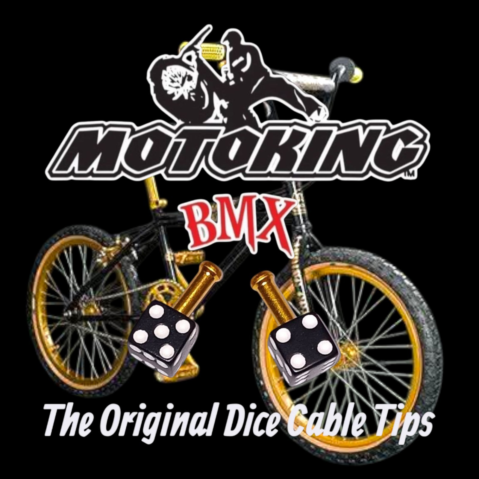 MOTOKING BMX ORIGNAL DICE CABLE TIPS BLACK/GOLD (PAIR)