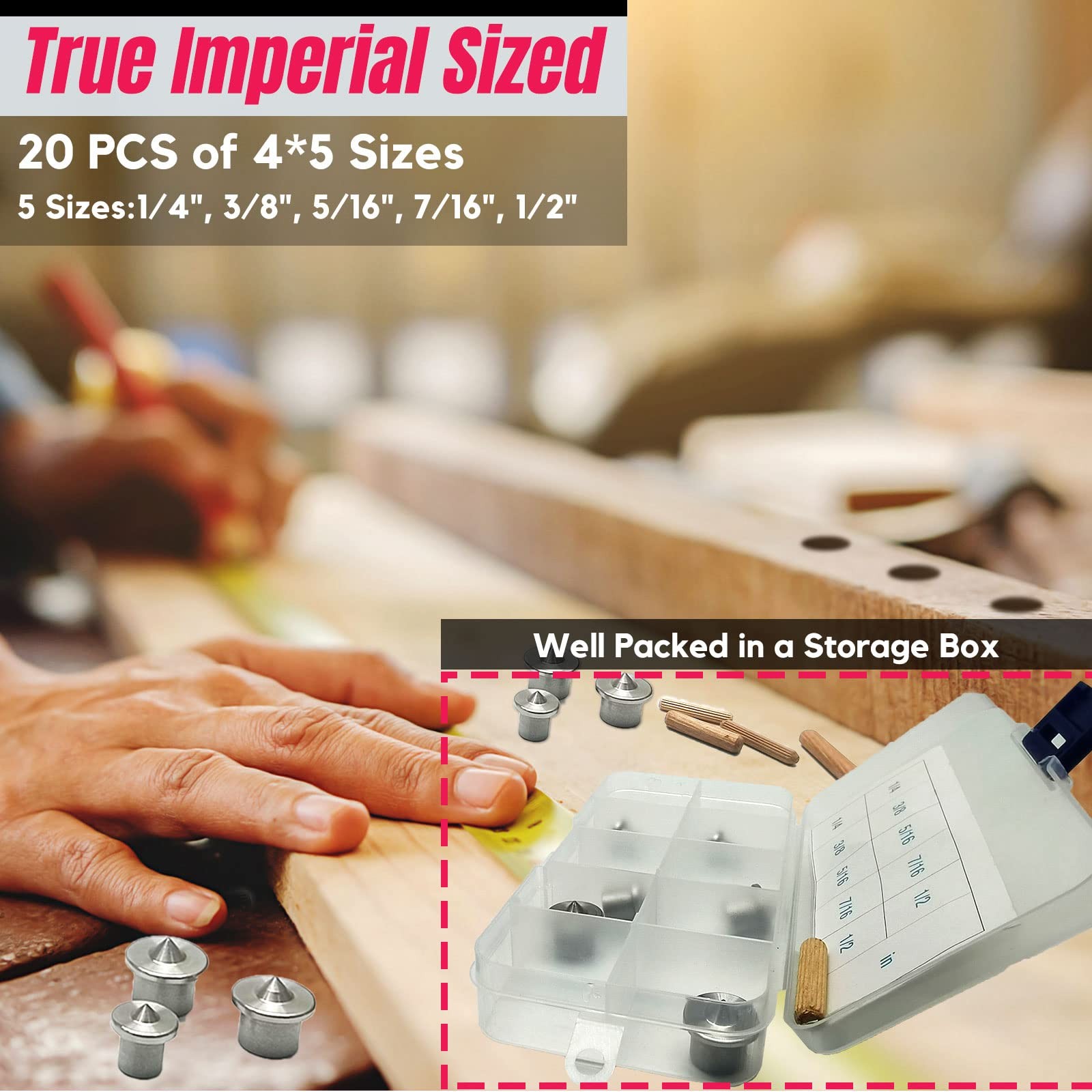 20PCS Stainless Steel Dowel Pin Centers 0.25 inches x 3.94 inches, Silver