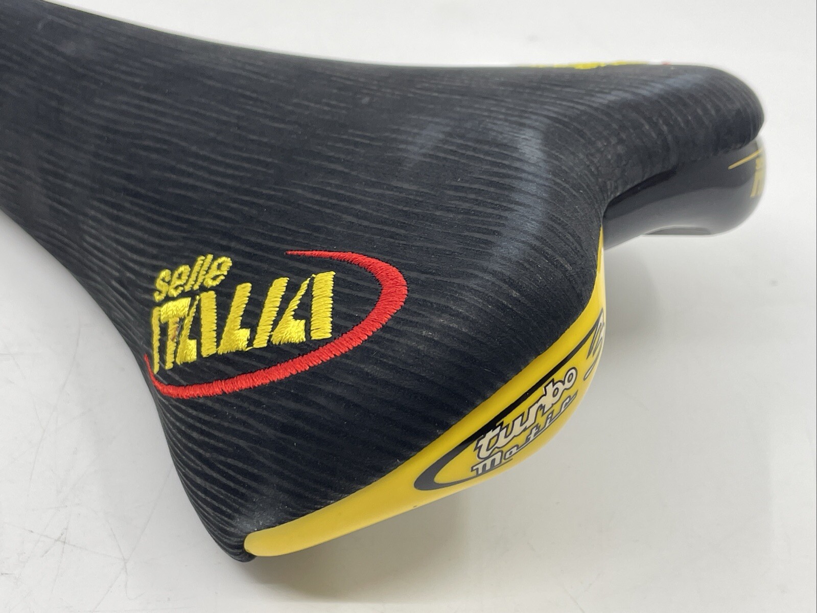 NOS VINTAGE 1999 Selle Italia Turbomatic 3 Black Leather Manganese Rail Saddle