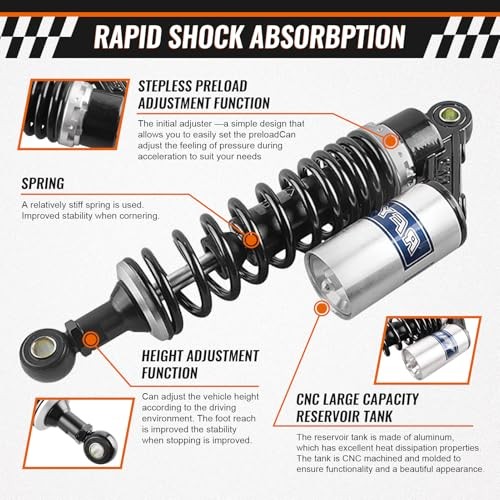 12.6″ Universal Motorcycle Rear Air Shock Absorbers Rfy Shocks for 320mm Black
