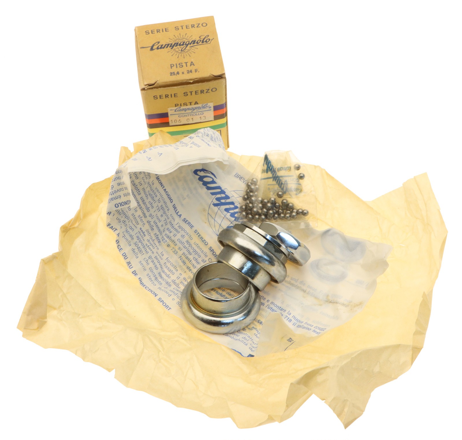 Campagnolo Nuovo Record Pista Headset 1″ Threaded Silver Italian Track NOS NEW