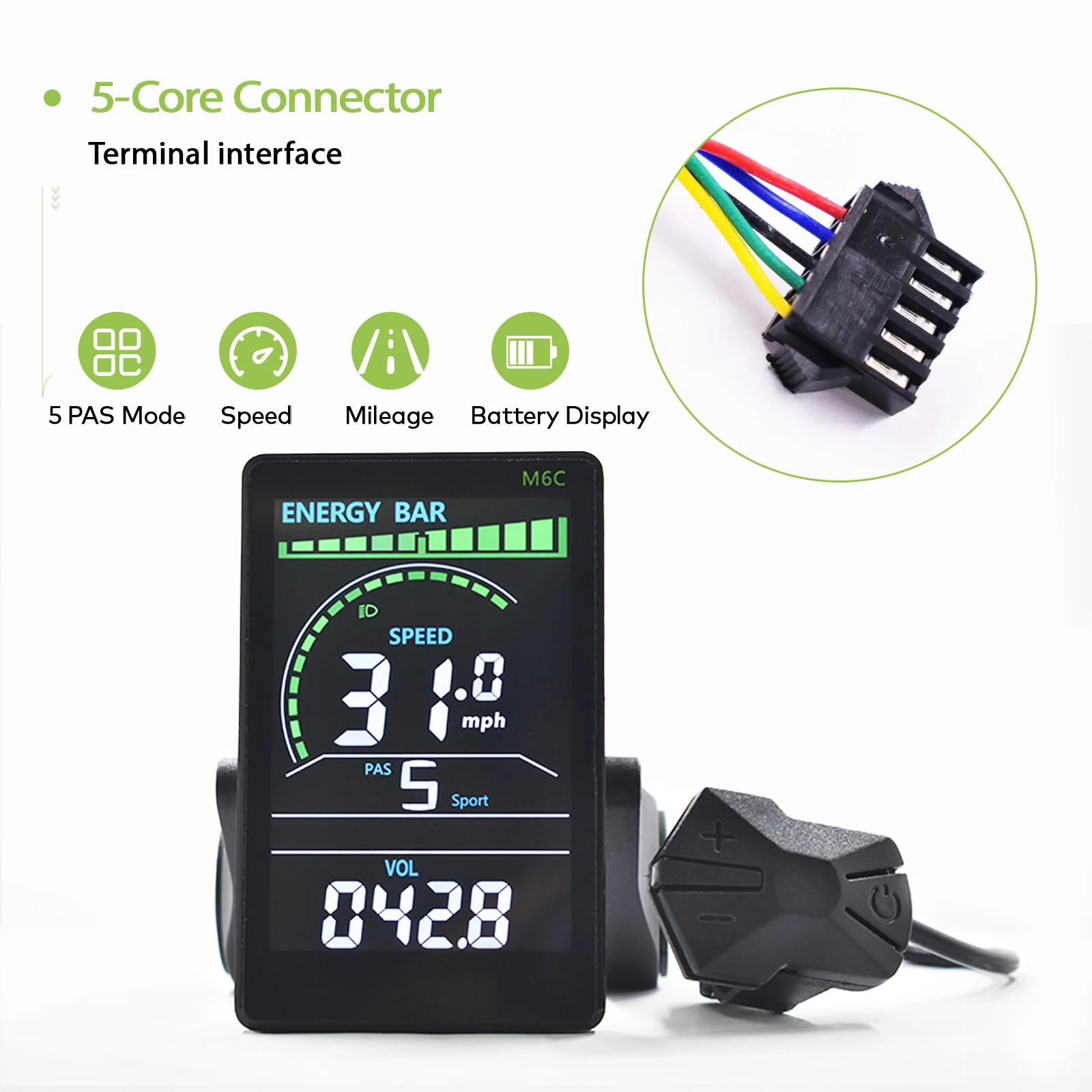 UART2 Electric Bike Computer Wired Speedometer Waterproof Bicycle Computer
