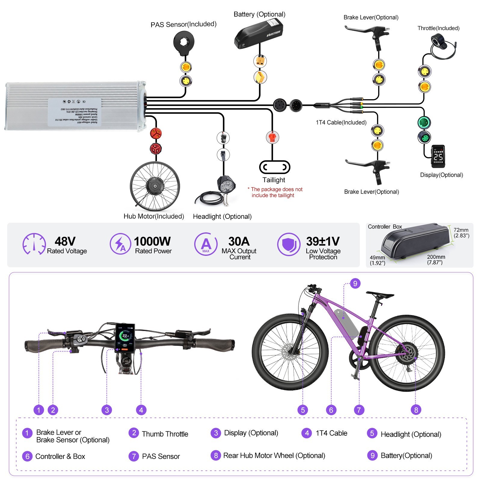 BAFANG 48V1000W Rear Wheel Hub Motor 20″ 26″ EBike Conversion Kits for Fat Tire