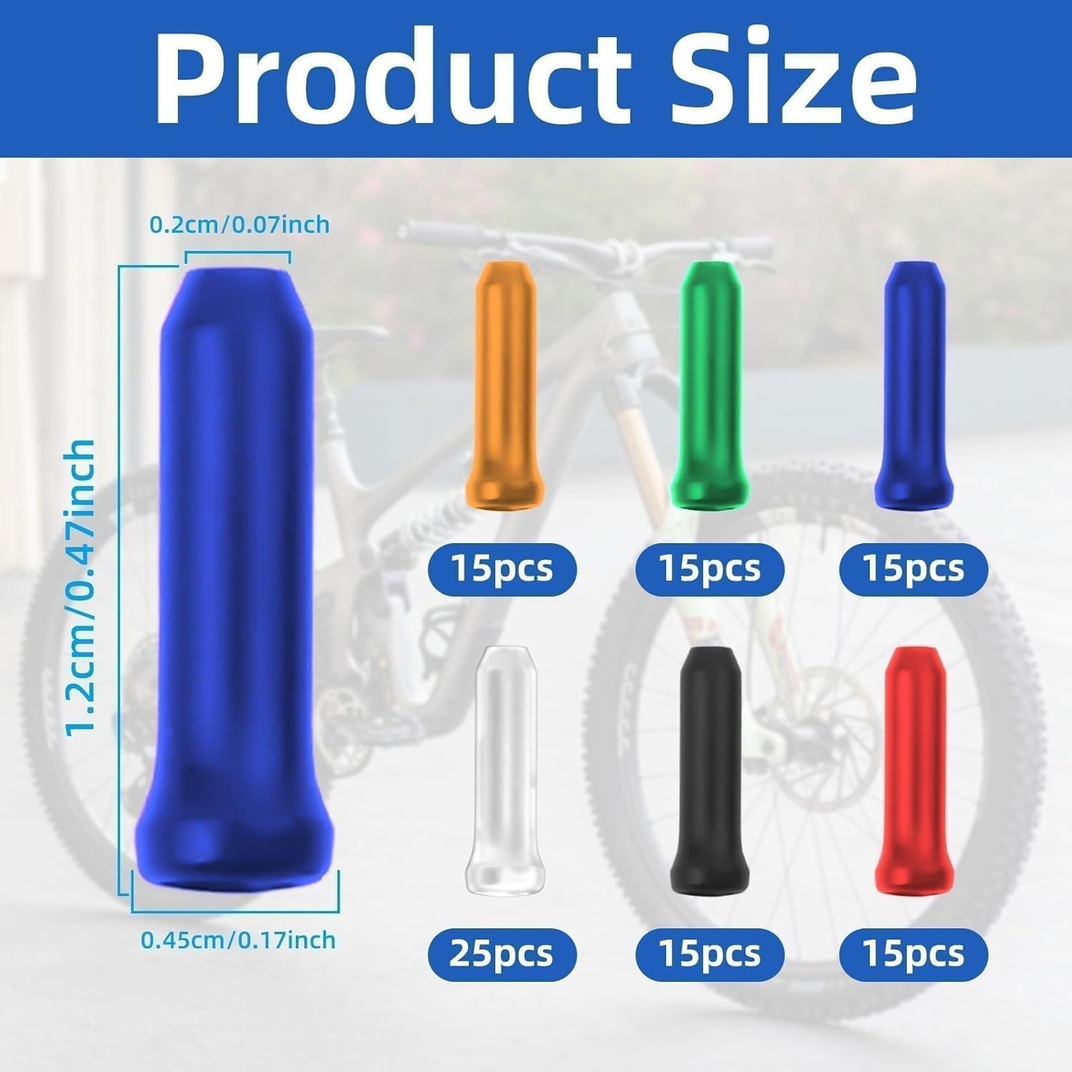 100 Pcs Bike Cable Ends Caps Bicycle Cable End Crimps Mountain Bike Brake Tips