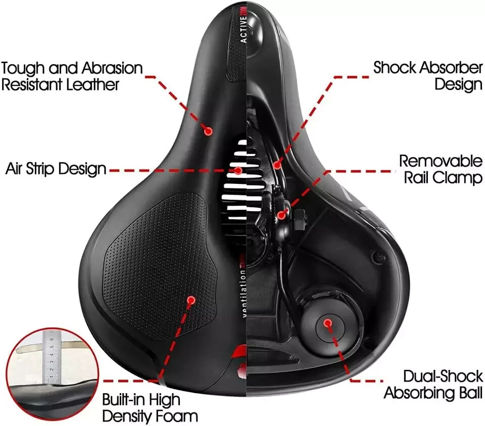 New Bicycle Saddle bike Comfort Wide Soft Bike Seat Sporty Air Cushion men women