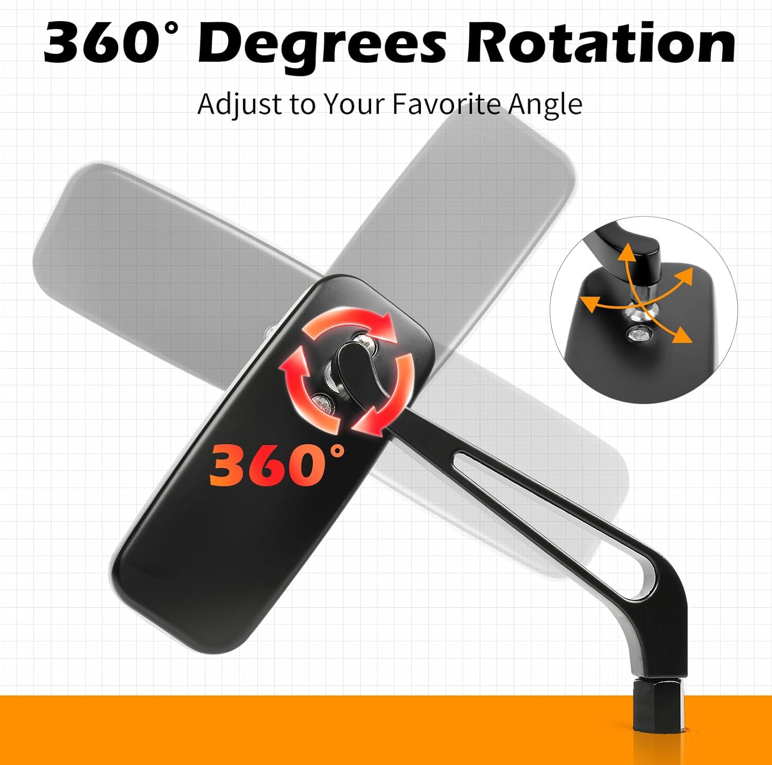 8Mm/10Mm Black Rectangle Motorcycle Rear View Side Mirrors Compatible with Honda