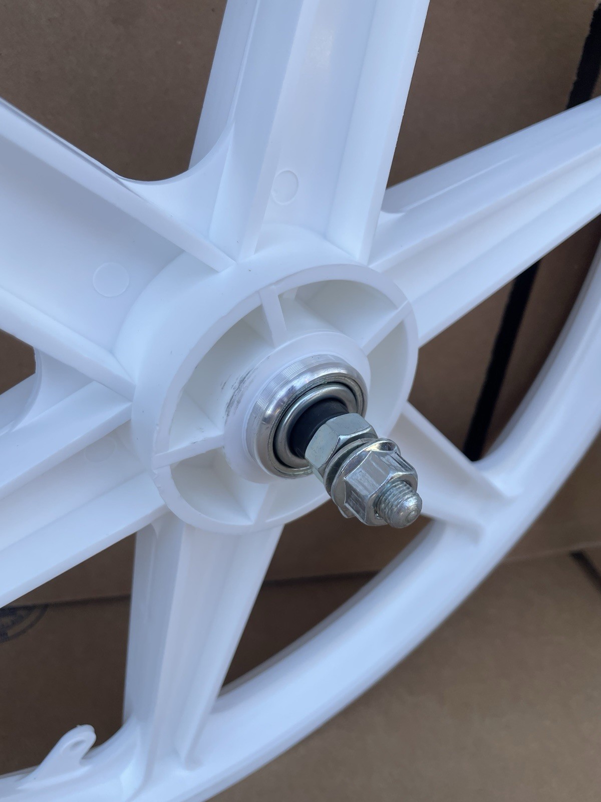 20″ Bicycle Plastic WHITE 6-spoke Mag Wheel Gum Wall Tires Set GT Dyno Rims BMX