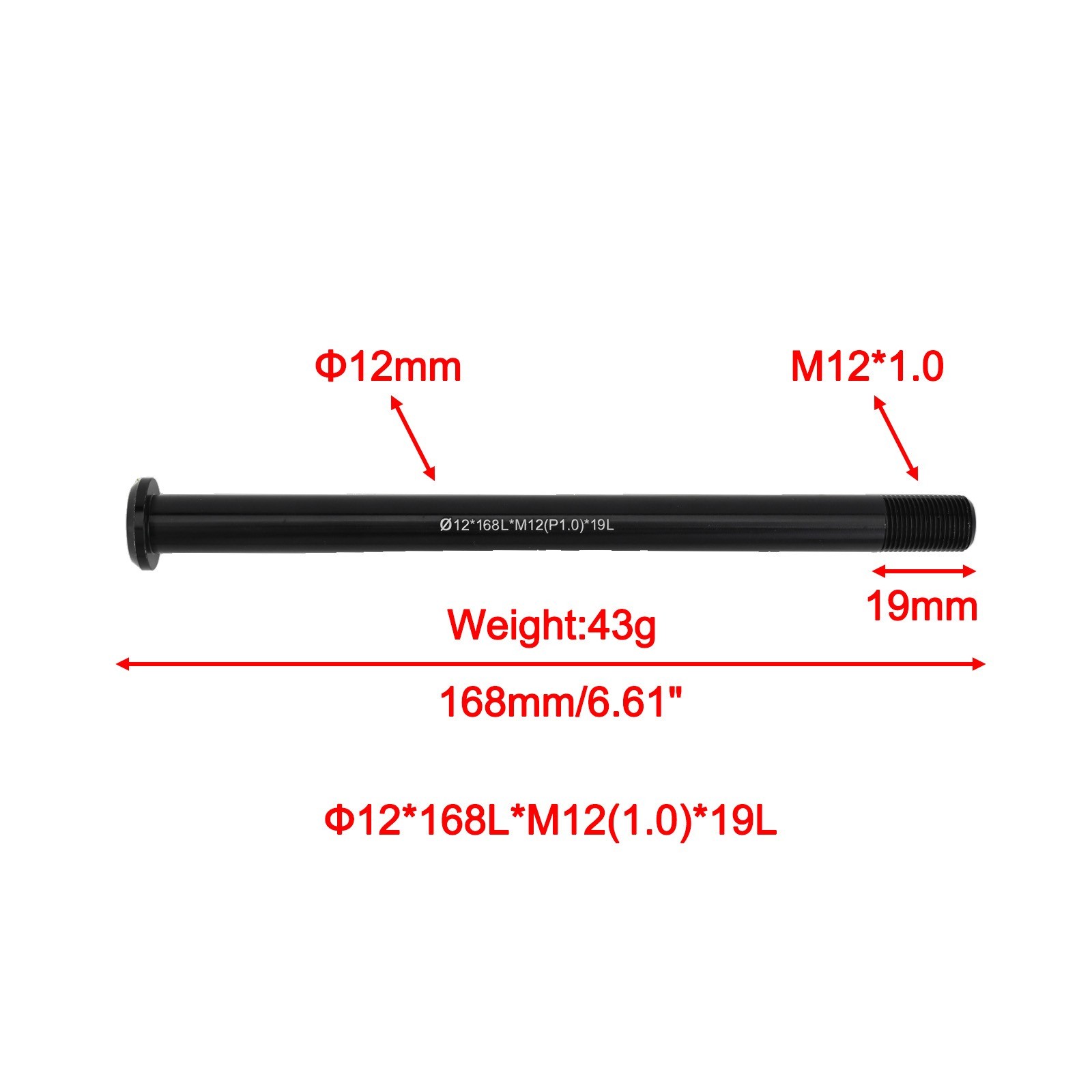 Bike Bicycle Cycling Replacement Front/Rear Thru Axle 12mm 124L/168L/174L P1.0