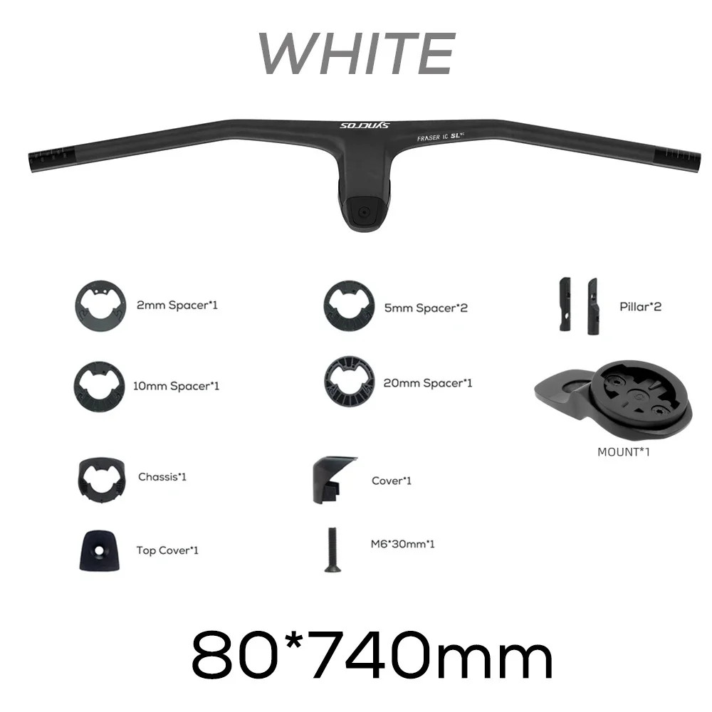 740mm -20 Degrees MTB Bicycle Full Carbon Fibre Integrated Cockpit Handlebar
